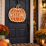 Halloween Round Door Sign SVG, Welcome Sign Laser Cut File, Fall Porch Decor