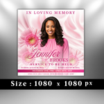 Pink Roses Funeral Announcement Flyer: Obituary, Celebration of Life (Canva Template PDF)