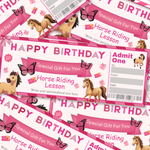 Horse Riding Lessons Gift Voucher, Editable Birthday Ticket (Canva PDF)