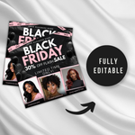 Black Friday Flyer Template, Pink, Editable in Canva (Digital Download)