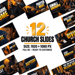 12 editable church slides, 1920 x 1080 px, full HD