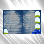 Blue Floral Funeral Program Template, 8-Page Memorial (Canva, PDF)