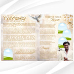 White Roses Funeral Program Template, Memorial Obituary (Canva Template)