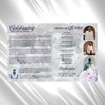 Purple & White Roses Funeral Program Template: 8-Page Memorial (Canva PDF)