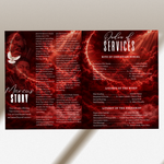 Red Funeral Program Canva Template | Red Theme | 8 Page Memorial Booklet (8.5 x 11 in)