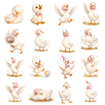 Pink Goose Watercolor Clipart Bundle, Baby Shower Graphics (70 PNG Files)