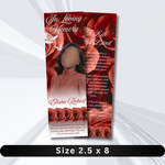 Red & White Roses Memorial Bookmark Template: Funeral Keepsake (Canva PDF)