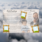 White & Black Funeral Program Template: 8-Page Memorial (Canva PDF)