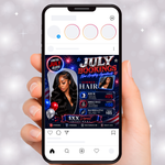 4th of July Hair Booking Flyer: Independence Day Deals (Canva Template Digital Download