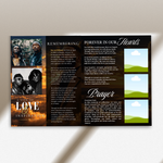 Back & Gold Funeral Program Canva Template | Gold Theme | 8 Page Memorial Booklet