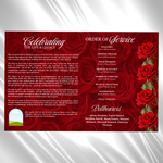 Red Roses Funeral Program Template: Celebration of Life (Canva, 8 Pages, Digital Download)