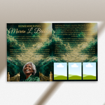 Green & Gold Roses Funeral Program Template: 8-Page Memorial (Canva PDF)
