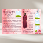 Pink Roses Funeral Program Template: 8-Page Memorial, Celebration of Life (Canva Template, PDF Download)