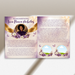 Elegant Funeral Program Canva Template | Purple & Gold Theme | 8 Page Memorial Booklet