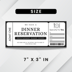 Boho Dinner Reservation Ticket Template, Editable Canva Gift (Digital Download)