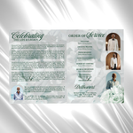 Greenish Cyan & White Roses Funeral Program Template: 8-Page Memorial (Canva PDF)