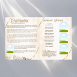 white & Gold Funeral Program Template: 8-Page Memorial (Canva, Digital Download)