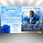 Blue Funeral Program Template: 8-Page Memorial, Celebration of Life (Canva, PDF Download)
