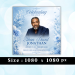 Blue Roses Funeral Announcement Flyer: Obituary, Celebration of Life (Canva Template PDF)