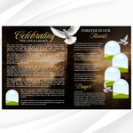 Black & Gold Floral Funeral Program Template, 8-Page Memorial (Canva, PDF)