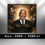 Black & Gold Funeral Announcement Flyer: Obituary, Celebration of Life (Canva Template PDF)