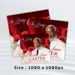 Red Funeral Announcement Flyer, Celebration of Life Evite (Digital Download Canva Template 1080x1080px )