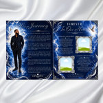 Blue & Silver Funeral Program Template: 8-Page Memorial (Canva PDF)