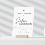 Minimalist Funeral Memory Card and Sign (Digital Download)