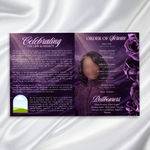 Purple & Gold Funeral Program Template: 8-Page Memorial (Canva PDF)