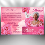 Pink Rose Funeral Program Template: 8-Page Memorial, Celebration of Life (Canva, PDF Download)