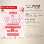 Butterfly Invitation, Pink Butterfly Baby Shower Invite, Editable Canva Template, Baby Shower Printable (Digital Download)