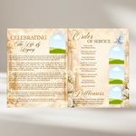 Cream & Beige Floral Funeral Program Template, 8-Page Memorial (Canva, PDF)