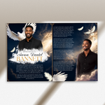 Funeral Program Canva Template | sky Theme | 8 Page Memorial Booklet