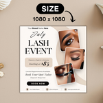 July lash Special Flyer, lash Flyer, lash Esthetician Flyer, Lash Booking, Summer lash Deals Flyer, July lash Extension, Canva Editable