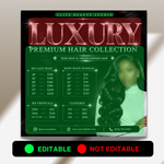 Hair Bundles Price List Template, Hair Sales Flyer, Wig Pricelist, Hairstylist Pricing, Canva Editable