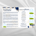 Blue Rose Funeral Program Template, 8-Page Memorial (Canva, PDF)