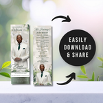 Green Flower & White Memorial Bookmark Template: Funeral Keepsake (Canva PDF)