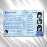 Light Blue Clouds Funeral Program Template: 8-Page Memorial (Canva Editable, Digital Download 17x11