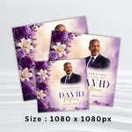 Purple & White Funeral Announcement Flyer, Celebration of Life Evite (Digital Download Canva Template 1080x1080px )