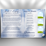 Blue Funeral Program Template, 8-Page Memorial (Canva, PDF)