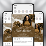 Brown Roses Funeral Announcement Flyer: Obituary, Celebration of Life (Canva Template PDF)