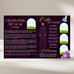 Purple Roses Funeral Program Template: 8-Page Memorial (Canva PDF)