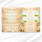 Cream & Beige Floral Funeral Program Template, 8-Page Memorial (Canva, PDF)