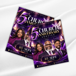 5th Church Anniversary Program Flyer, Editable Canva Church Event Template, Pastor Appreciation Service Invitation, Pastoral Celebration