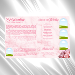 Pink & White Roses Funeral Program Template: 8-Page Memorial (Canva PDF)