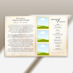 Elegant Funeral Program Canva Template | Yellow Gold Theme | 8 Page Memorial Booklet