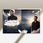 Elegant Funeral Program Canva Template | sky Theme | 8 Page Memorial Booklet