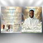 White Roses Funeral Program Template, 8 Page Memorial (Canva)