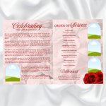 Red Roses Funeral Program Template, Memorial Obituary (Canva Template)