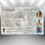 White Roses Funeral Program Template: 8-Page Memorial, Celebration of Life (Canva, PDF Download)